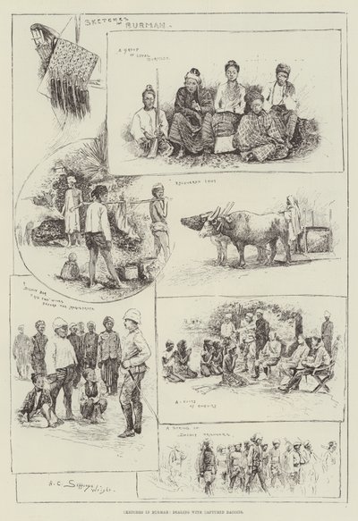 Sketches in Burmah, dealing with Captured Dacoits by Henry Charles Seppings Wright